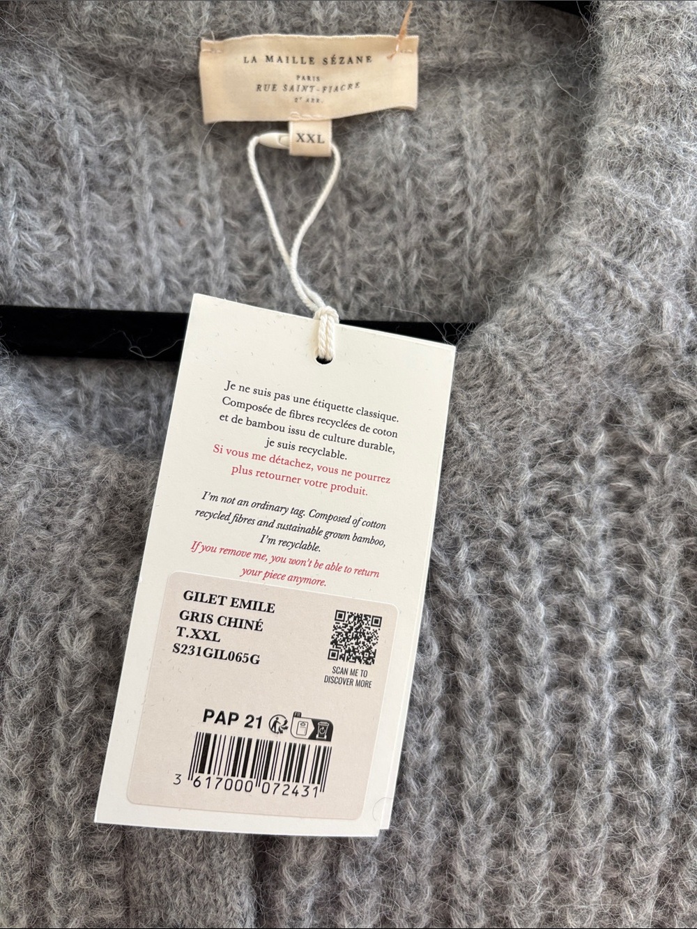 Sezane Heather Gray Chunky Button Cardigan - Picture 4 of 6